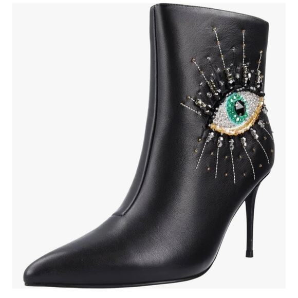 Kurt Geiger Women’s Black leather Belgravia Pointed Toe  Boots Size 8.5 (39) - Picture 1 of 12